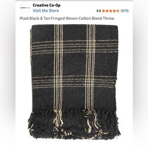 Creative Co-Op Black and Tan Plaid Throw